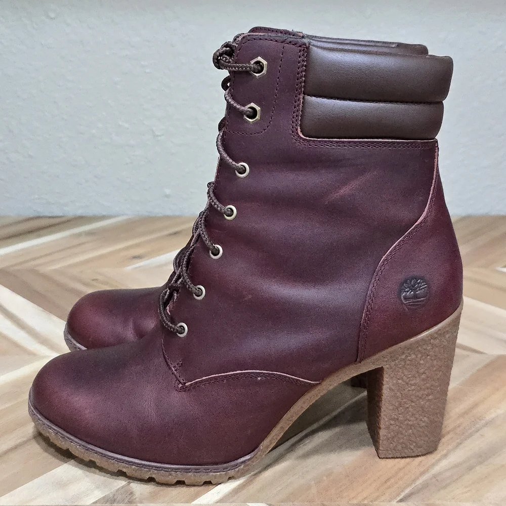 Timberland Women's Burgundy Tillston Leather Boots - Picture 2 of 8